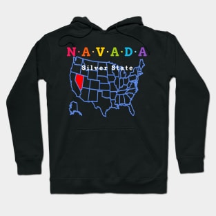 Navada, USA. Silver State. With Map. Hoodie